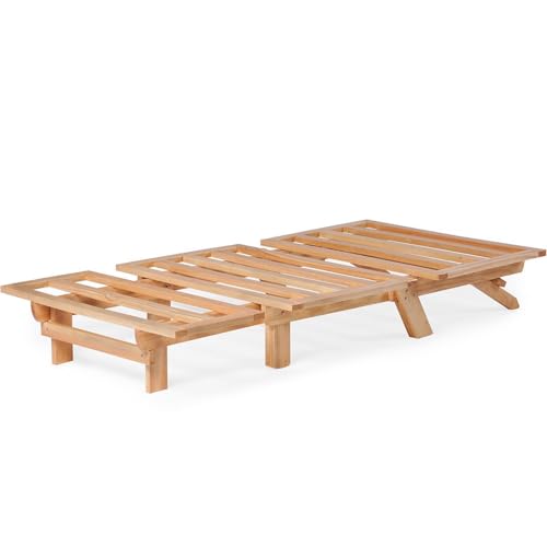 Twin Size Convertible Futon Lounger with Microfiber Mattress - Solid Wood