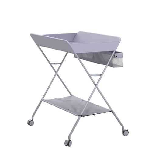 Portable Baby Changing Table with Storage, Adjustable Height Nursery Station