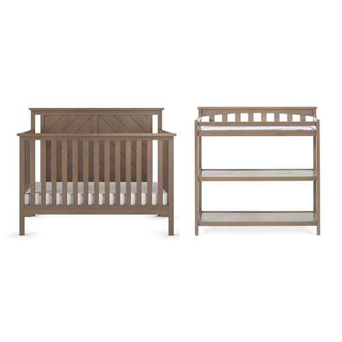 2-Piece Nursery Set: 4-in-1 Convertible Crib and Changing Table