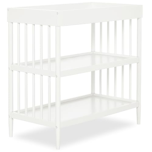 Clover Wooden Changing Table with Storage Shelves - White