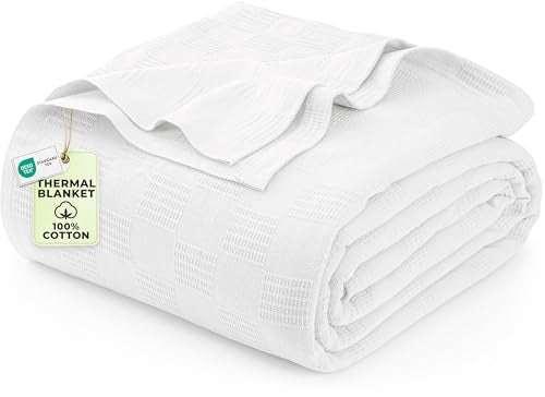 Utopia Bedding 100% Cotton Thermal Queen Blanket - 90x90 Waffle Weave
