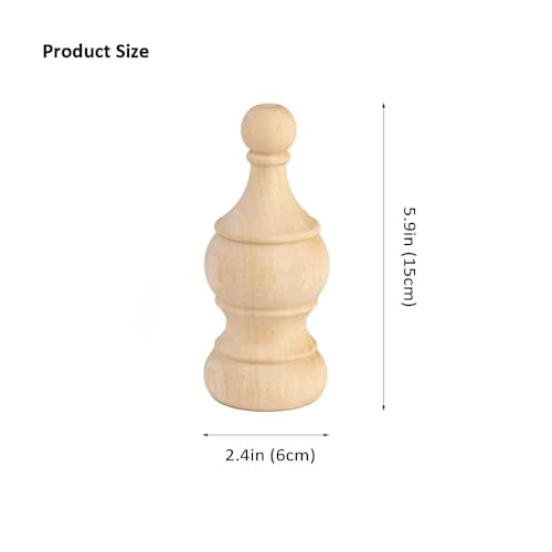 Unfinished Wood Bed Post Finials - 5.9-inch Decorative Craft Toppers (2 Pack)