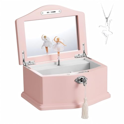 Pink Ballerina Musical Jewelry Box with Mirror and Lock