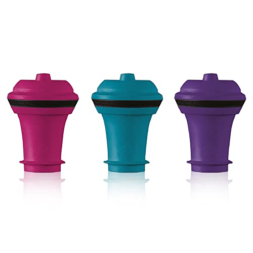 Reusable Vacuum Wine Bottle Stoppers - 3-Pack Airtight Wine Preserver Caps
