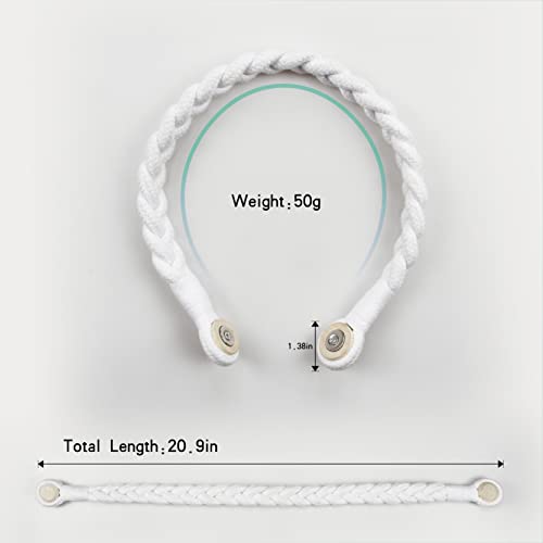 2 Pack Magnetic Curtain Tiebacks, Hand-Woven Cotton Rope Holdbacks