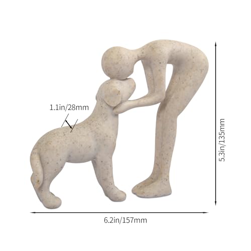 Abstract Person and Dog Sculpture, Resin Pet Memorial Figurine