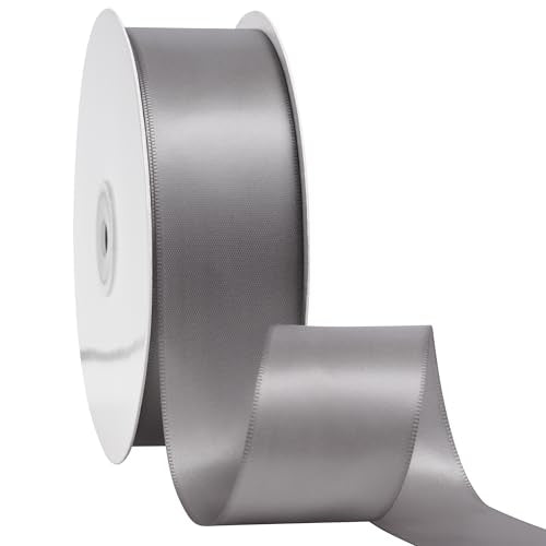 LIUYAXI Silver Double Face Satin Ribbon 1.5" x 50 Yards for Gift Wrapping & Crafts