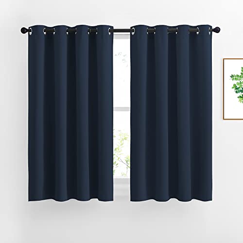 Solid Navy Blackout Curtains, Thermal Insulated Grommet Panels 52x54