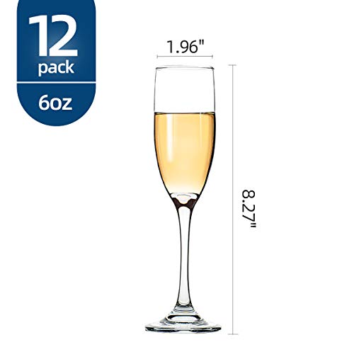 UMI UMIZILI 6 Oz Champagne Flutes Set of 12 - Premium Crystal Clear Stemware
