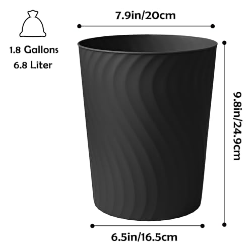 Small Trash Can 3 Pack 1.8 Gallon Slim Plastic Waste Basket with Bags