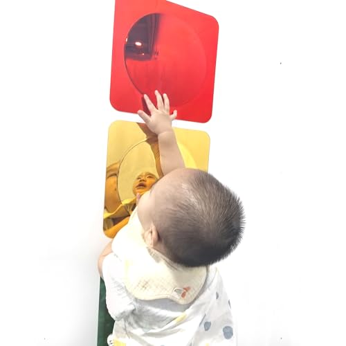 Sensory Wall Mirror Set 3 Pcs Acrylic Bubble Mirrors for Kids, Red, Yellow, Green