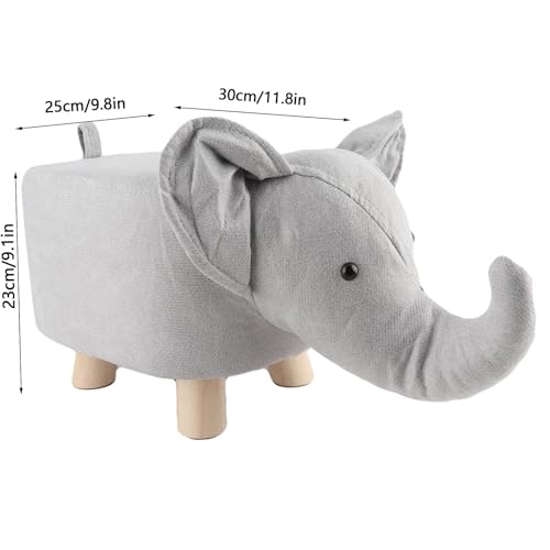 Elephant Shaped Animal Footstool, Kids Ottoman for Bedroom and Nursery Decor