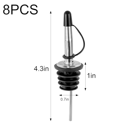 YOIYINI 8 Pack Liquor & Oil Bottle Pourers with Dust Caps - Leak Proof Spouts