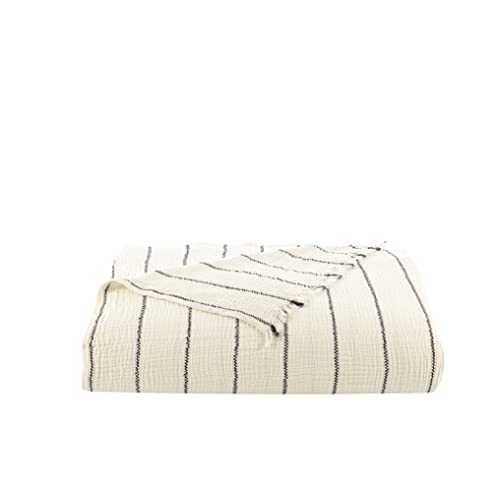 Oversized 100% Organic Cotton 4-Layer Muslin Bedspread - Natural Ivory