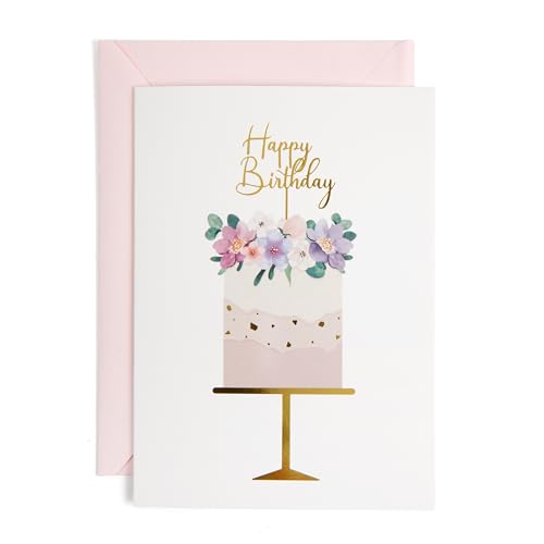 Elegant Birthday Card for Women, 5x7 Gold Foil Greeting Card