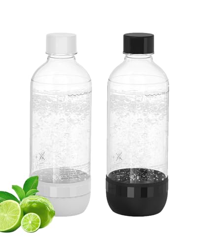 1 Litre Reusable Carbonating Bottles for Soda Makers, 2 Pack, BPA-Free