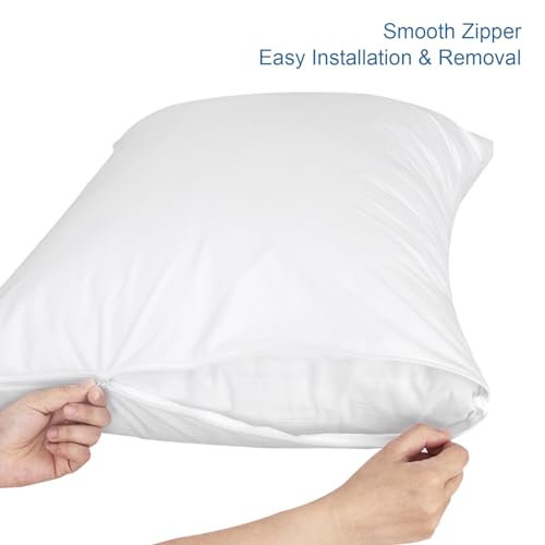 4-Pack Waterproof Pillow Protectors, Standard Size Zippered Pillow Covers