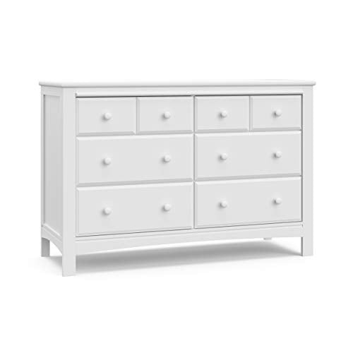 6-Drawer Nursery Dresser, White Wooden Storage Chest with Safety System