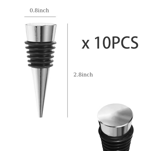10-Pack Silver Metal Wine Bottle Stoppers for DIY Epoxy Resin Crafts