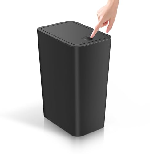 Bathroom Trash Can with Lid 4 Gallon Slim Plastic Wastebasket