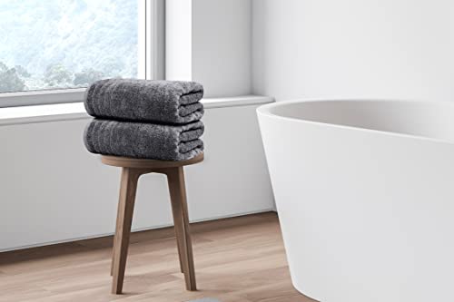 Tens Towels 4-Piece Extra Large Cotton Bath Towels, 30x60 Dark Grey