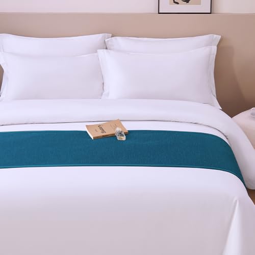 Seaphyr Peacock Blue King Bed Runner - Solid Color Decorative Bed Scarf
