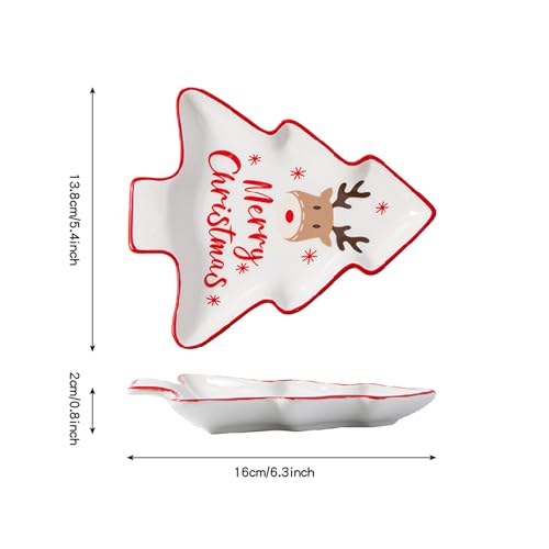 Ceramic Christmas Tree Spoon Rest - White Reindeer (1pc) by YumiPLUS - Christmas Kitchen Décor