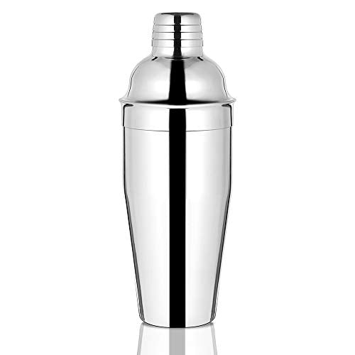 Etens 24oz Silver Cocktail Shaker with Built-In Strainer – Stainless Steel Bartender Mixer
