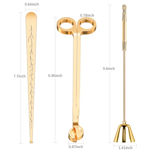 Candle Care Kit - Wick Trimmer, Snuffer & Dipper Set - Gold