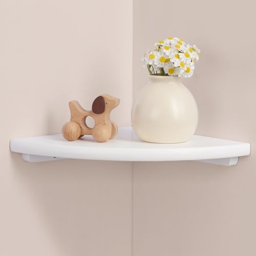 7-Inch Solid Oak Floating Corner Wall Shelf with Cable Management Notch