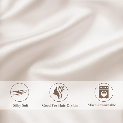 Vielit Queen Satin Pillowcase Set for Hair & Skin, 2 Pack with Scrunchies