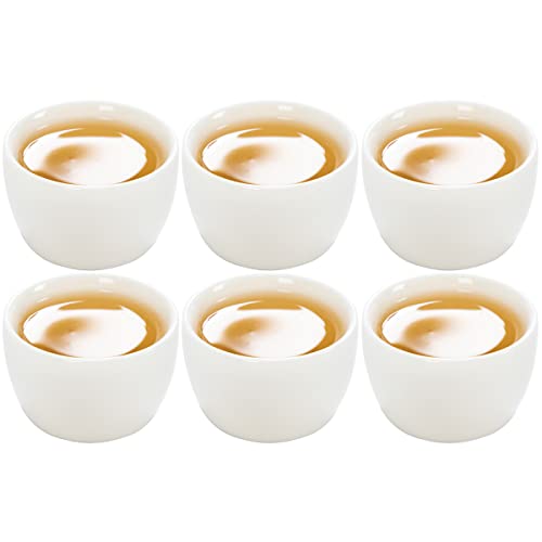 Sizikato 6pcs White Chinese Porcelain Sake Tea Cups 50ml - Exquisite & Durable - Variation C