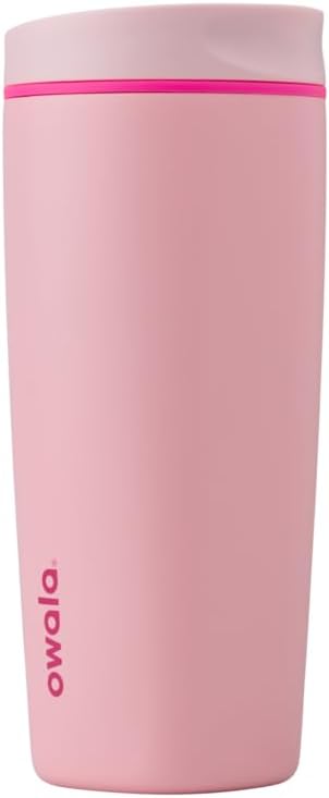 Owala SmoothSip 20 oz Insulated Stainless Steel Coffee Tumbler - Reusable Hot & Iced Coffee Mug, BPA Free, Pink