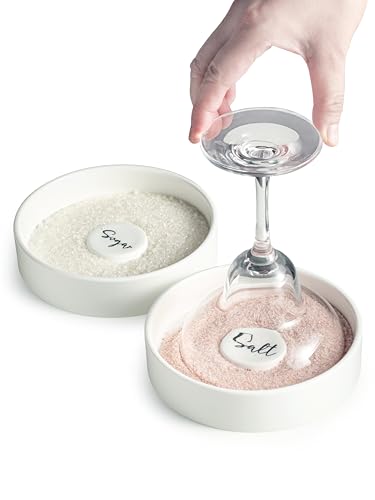 Zoeeker White Margarita Salt Rimmer Set Ceramic Bar Glass Rimmer for Cocktails