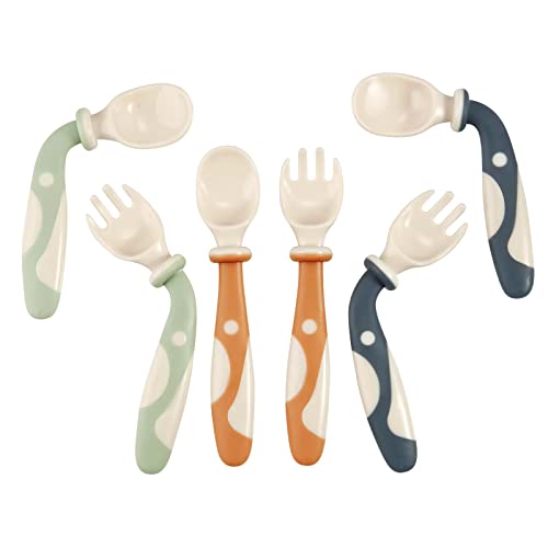 Baby Bendable Training Spoons and Forks Set 6-Pack Self-Feeding Utensils