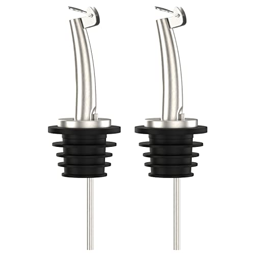 Stainless Steel Olive Oil & Liquor Bottle Pourers with Flip Top - 2 Pack