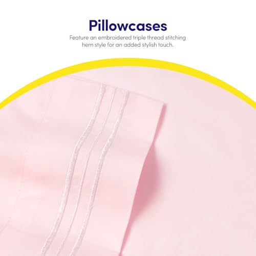 Sweet Home Collection Twin XL Sheet Set - Pale Pink 3 Piece Deep Pocket