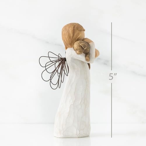 Hand-Painted Angel Figurine with Dog, 5-Inch Friendship Sculpture