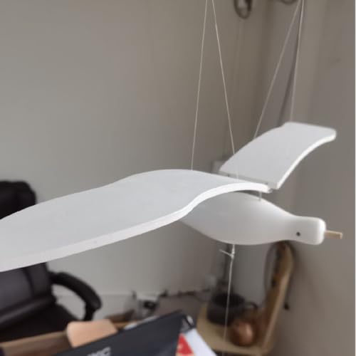 Wooden Flying Seagull Hanging Mobile, Handcrafted Kinetic Ceiling Decor