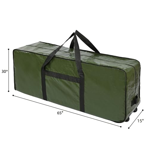 HOMEST 7.5-9 ft Christmas Tree Storage Bag with Wheels – Green, Fits 7.5-9 ft Xmas Artificial