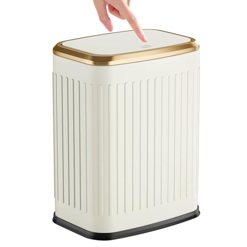 Small Bathroom Trash Can with Pop-Up Lid, 2.1 Gallon Stainless Steel Wastebasket