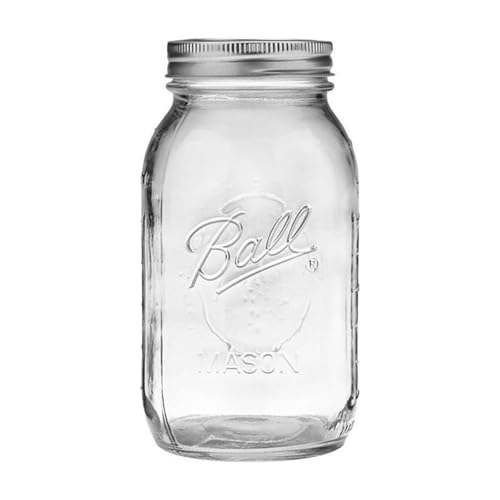 Clear Glass Regular Mouth Mason Jars with Lids & Bands - 32 oz (2 Pack)