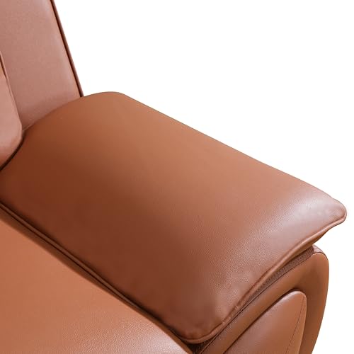 BrisaNube 2-Piece Leather Living Room Sofa Set - Modern Sectional Couch in Orange (Loveseat + 3 Seats)