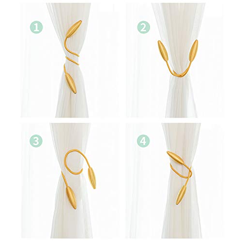 Gold Decorative Curtain Tiebacks, Malleable Twist Holdbacks - Set of 2