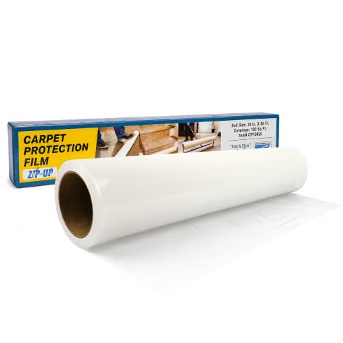 24" x 50' Self-Adhesive Carpet Protection Film - Heavy Duty 3 MIL Poly