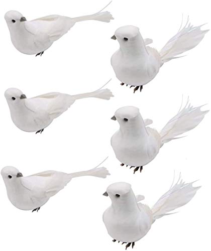 12 Pcs Artificial White Dove Ornaments with Clips for Christmas Trees