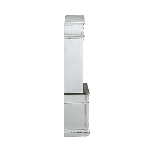 Magnolia Manor Filing Credenza and Hutch with Touch Lighting - Antique White