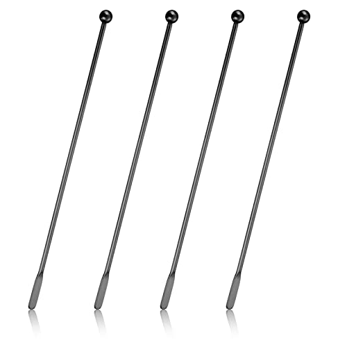 Black Stainless Steel Cocktail Stir Sticks 4Pcs 7.5'' Reusable Swizzle Sticks for Drinks