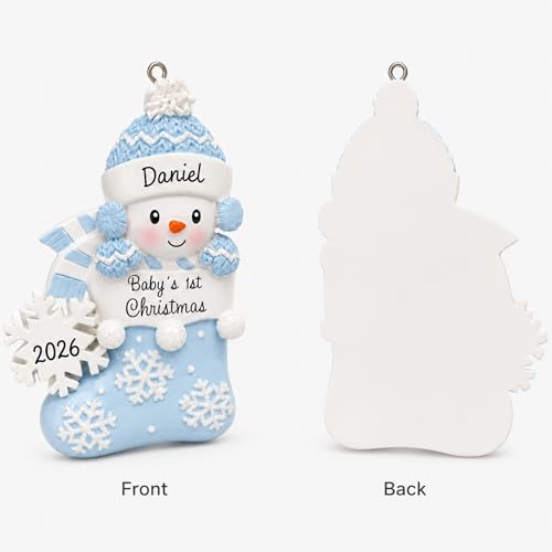 Personalized Baby's First Christmas Ornament - Custom Name Handpainted Resin