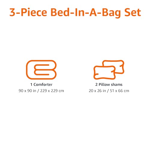 Amazon Basics Kids 3-Piece Microfiber Comforter Set - Full/Queen, Navy